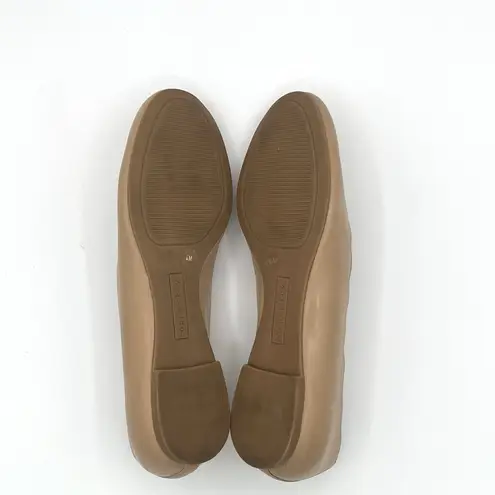 Cooperkey Leather Scalloped Ballet Flats Beige Nude Sz 6 Minimalist Classic Chic Tan