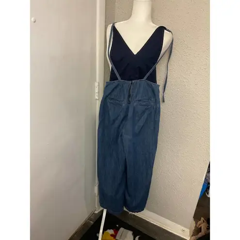 Forever 21  Denim V-Neck Adjustable Wideleg Jumpsuit Size S