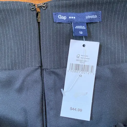 Gap Outlet Stretch Black Gray Pinstripe Pleated Skirt Polyester Uniform NWT