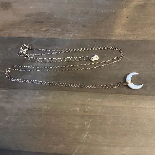 Crescent Mother of Pearl Reversed Moon Pendant Necklace