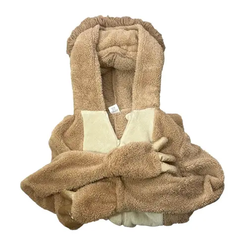 Celebrate Halloween Faux Fur Sloth Onesie Costume Size XS Brown 1/2 Zip Hooded