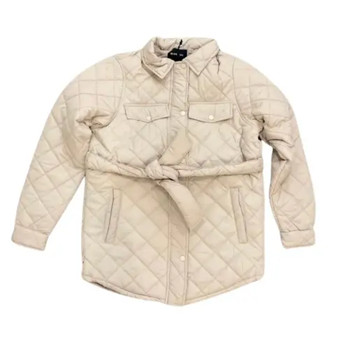 Brave Soul Diamond Quilted Belted Jacket in Stone, Size 8