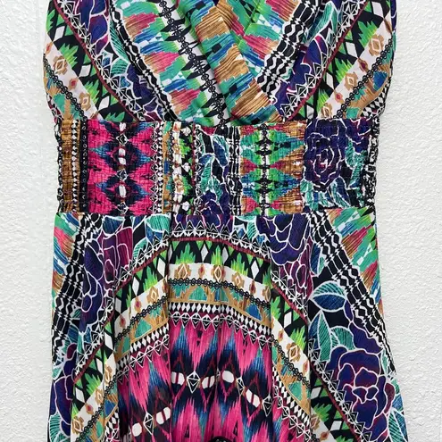 Rabbit Vintage Handkerchief Dress Womens 6 Empire Smocked Waist Artsy Festival Purple