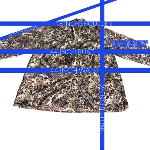 VINTAGE 1980'S ALFRED DUNNER RED, GREEN PAISLEY PRINT BLOUSE WITH BOW (16)