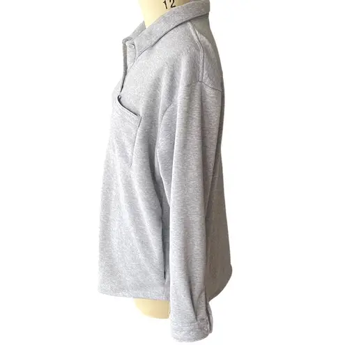 NWOT ~ CISONO Outerwear Gray Fleece Pockets Button Up Jacket Top ~ Women's XL