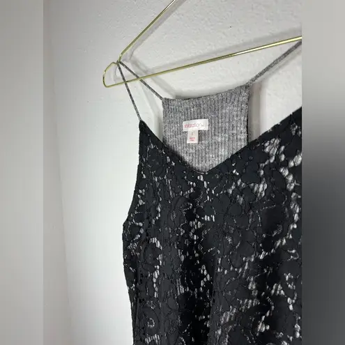 Xhilaration Xhiliration Black & Grey Tank Top Lace Blouse