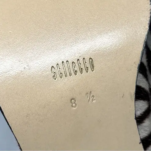 NEW Vintage Stiletto Brand Zebra Calf Hair Square Toe Leather Ankle Boots 8.5 White