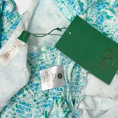 RIXO LONDON Helena Blouse, Italian Floral & Blue Green, XS White