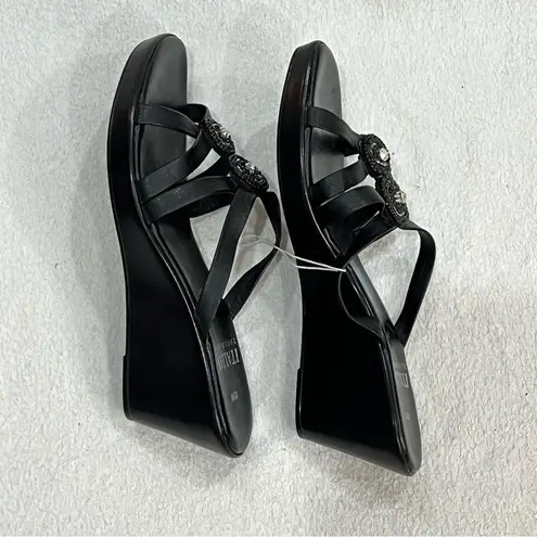 Italian Shoemakers Whitney Black Embellished Wedge Sandal Sz 10
