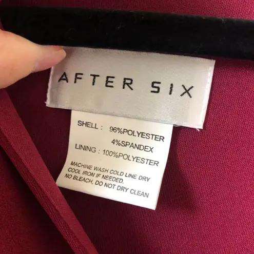 After Six Burgundy Red Vneck Crepe Sleeve Slit Front Bridesmaid Dress Size XXS