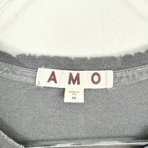 AMO Distressed Crop Tee Gray Size M