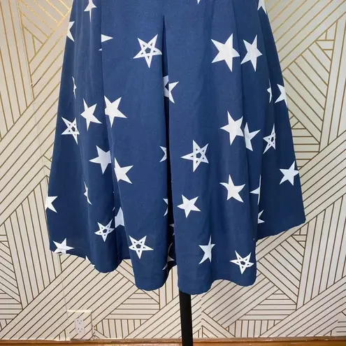 Moussy Blue Star Printed Pleated Fit & Flare Dress