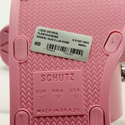 Schutz Lizzie Crystal Embellished Slides Sandals Women's 8 Pink barbiecore Shoes
