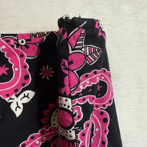 Metrostyle 10 Black Pink Paisley Mini Skirt Y2K Mod Stretch Floral Print