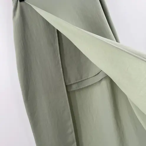 R.G. Kane Hestia Skirt Size Small Sage Green Mini/Midi High Slit Satin NEW NWOT