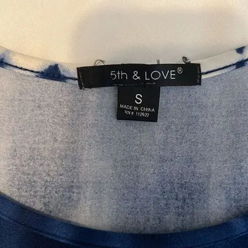5th & Love szS blue & white tie dye shark bite hem 3/4 sleeves with pockets EUC