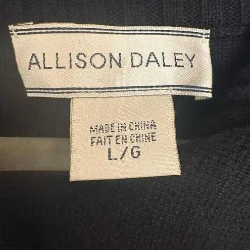 Allison Daley Black Knit Button Front Cardigan Jacket Vintage 90s L Minimalist