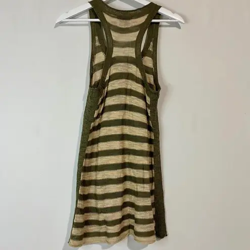 Michael Stars Women's Paloma Striped Tank Top Cream Green Size 1 EUC