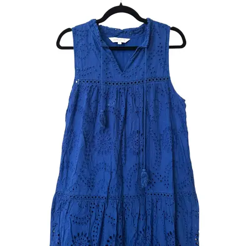 APRICOT Tassel Broderie Midi Dress Blue Sz 8