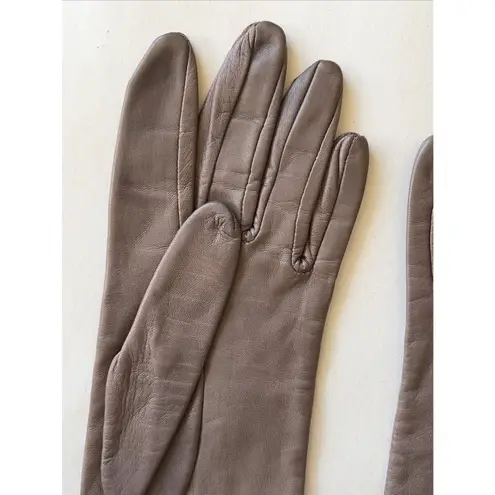 Vintage VTG Lord & Taylor Brown Taupe Silk Lined Leather Gloves Womens 7.5