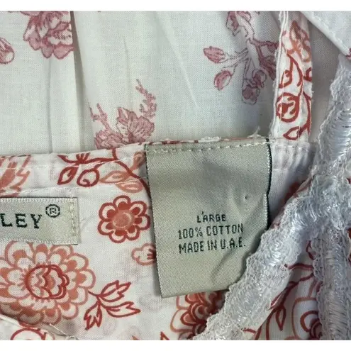 Laura Ashley Nightgown Robe Women M/L White Red Toile Cottage Coquette Housecoat