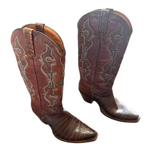 Idyllwind Women’s Frisk Me Printed Leather Snip Toe Western Boots Size 9 Brown