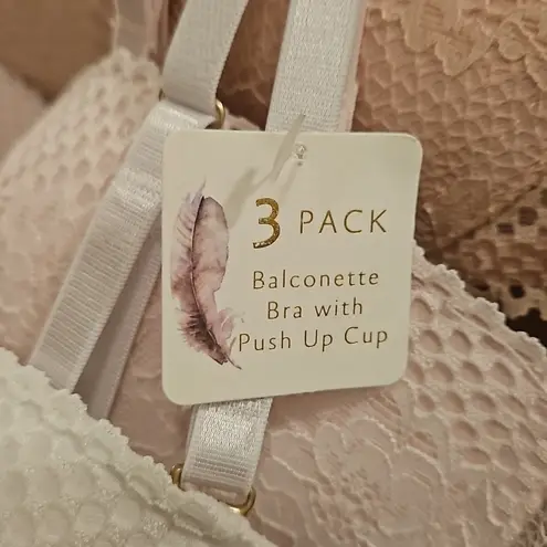 Jessica Simpson 💕💕 Padded Push Up Balconette Bras 3 Pk Pink White Nude 36C NWT - Image 12