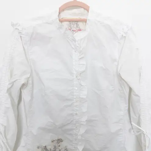 Liberty Love Johnny Was For Love and Liberty Womens Top Size S Ruffle Gothic Embroidered Vamp