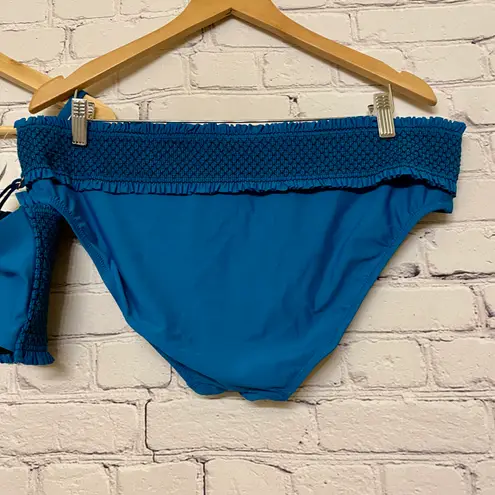 Chelsea28 Women’s Smocked Bandeau & Hipster Bikini Size L & XL Teal Gloss NWT