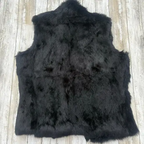 Karen Kane Natural Fur Vest Sz M Black Full Zip