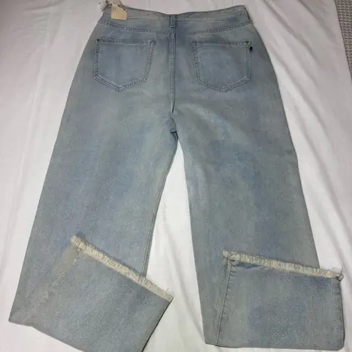 NWT Pilcro Women's Boho Grunge Wide Leg Fray Hem Denim Jeans Size 31 Cotton Blue