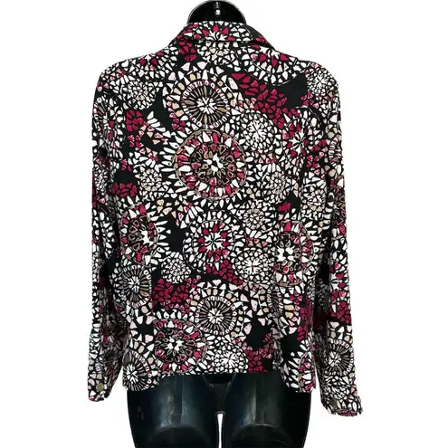 Christopher & Banks Black/Brown/Burg Medallion Jacket Zip Up Pockets Size M