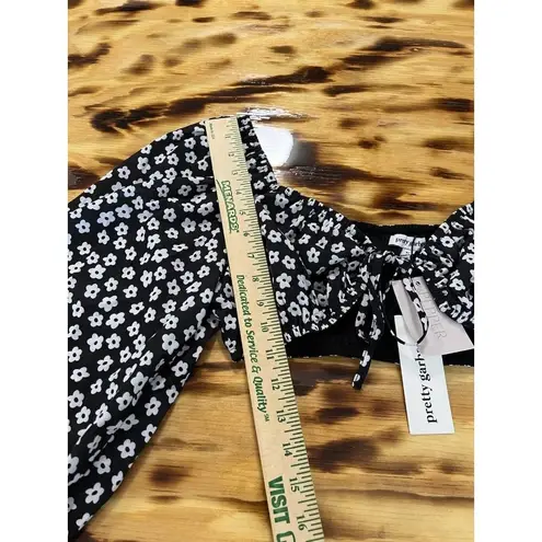 Pretty Garbage Women Floral Tied Crop Top Size Medium Boho Peasant Hippie Preppy