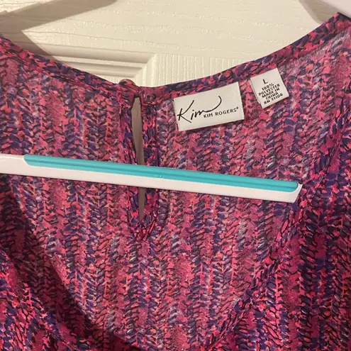 kim rogers Red Long Sleeve Relaxed Blouse Large