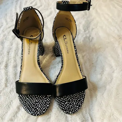 CL by Laundry Women's Black and White Polka Dot Ankle Strap Sandals Size 8