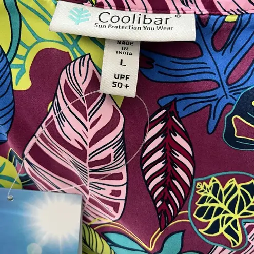 Coolibar Island Convertible Wrap Multicolored Palm Print Large Green