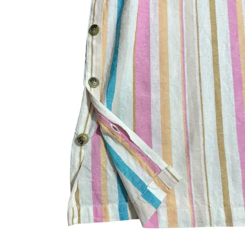 Westbound Pastel Striped Linen Blend Sleeveless Dress Summer Beach Vacation Outfit Sz 2XL