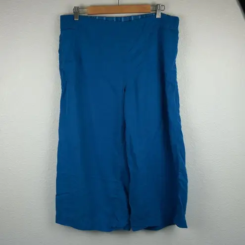 Fresh Produce Clare Seaport Blue Wide Leg Pants Large 100% Tencel