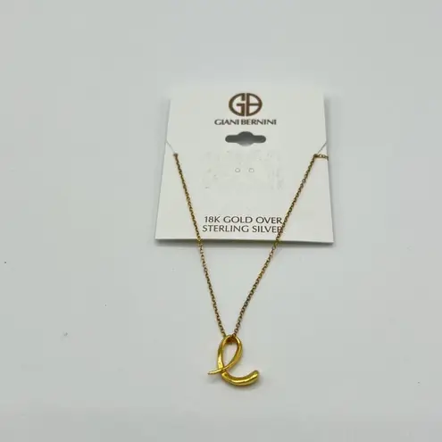 Giani Bernini Script Initial E Sterling Silver Necklace in Gold-Tone MSRP $75 NW