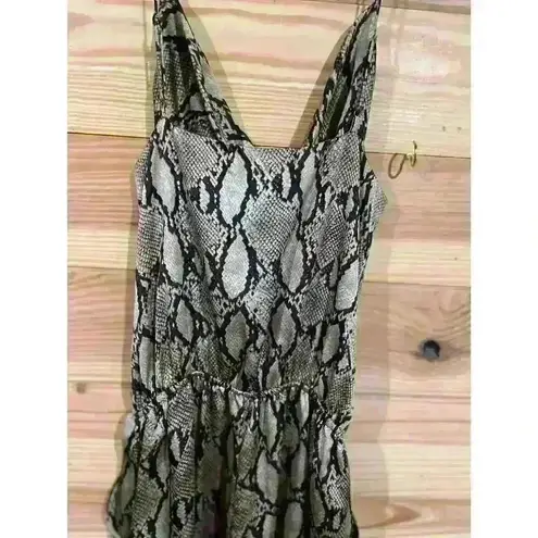 South Scoop Cowl Neck Satin Snakeskin Jogger Jumpsuit, S Tan