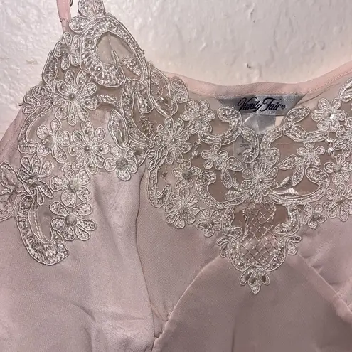 Vanity Fair Lace Trimmed Blush Slip Dress Elegant