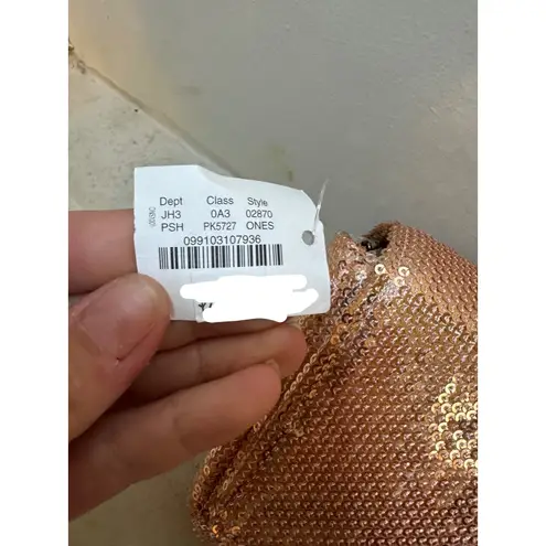 New J. Crew Rose Gold Sequin Party Clutch Crossbody Bag Chain Strap Small