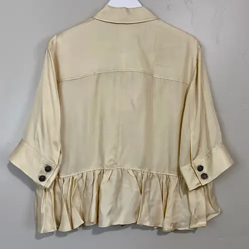 Cinq à Sept Cinq a Sept Women’s Helene Short Sleeve Cropped Peplum Jacket Cream Size Med NWT