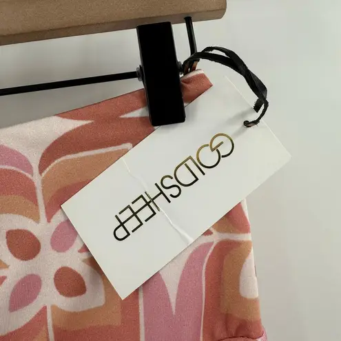 GOLDSHEEP Leggings SZ Medium Tone It Up TIU Collab Retro Print Pink Orange NWT