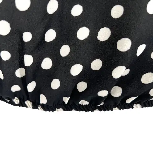 W5 Polka Dot Button-Up Twist Hem Blouse Short Sleeve Black White Size Medium NWT - Image 13