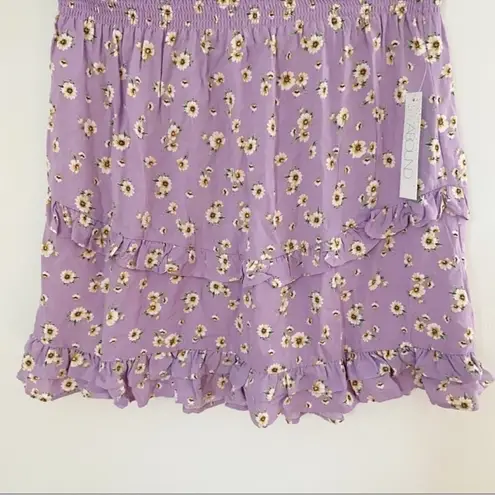 Abound  Tiered Ruffle Lightweight Mini Skirt Size Medium NEW Purple/Yellow