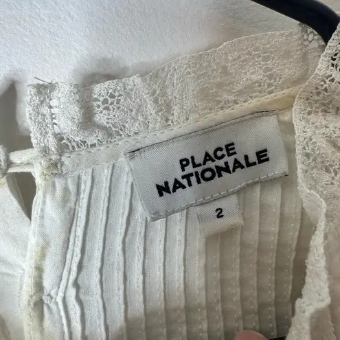 Place Nationale Embroidered Mini Dress with Pom Pom size 2 White Size M