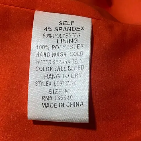 L’ Atiste Bright Orange Red Plunging Neckline Dress Size Medium