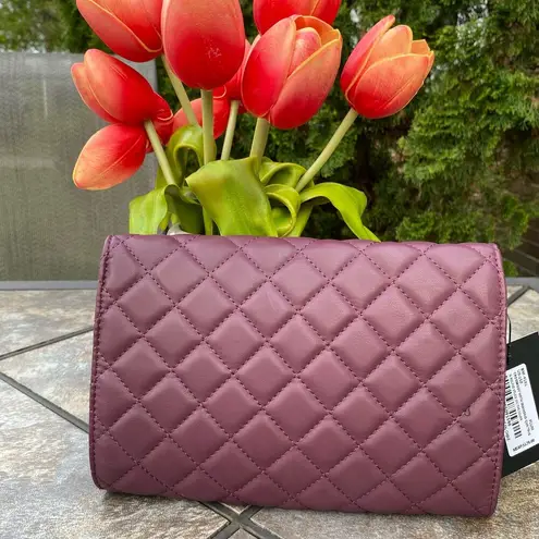 Badgley Mischka Plum Diamond Quilt Convertible Envelope Crossbody Bag $129 NEW