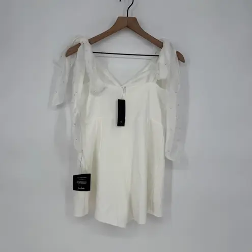 Lulus Certainly Aglow White Organza Pearl Tie